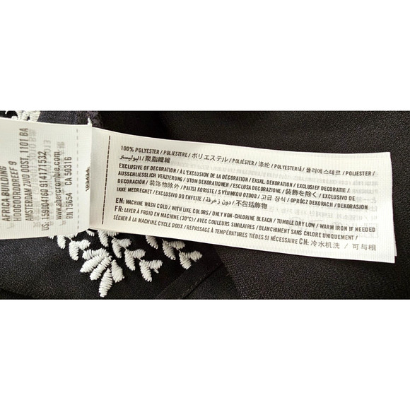 Abercrombie & Fitch Women's Size XS A Line Tunic Dress Black White Embroidered - Picture 6 of 9